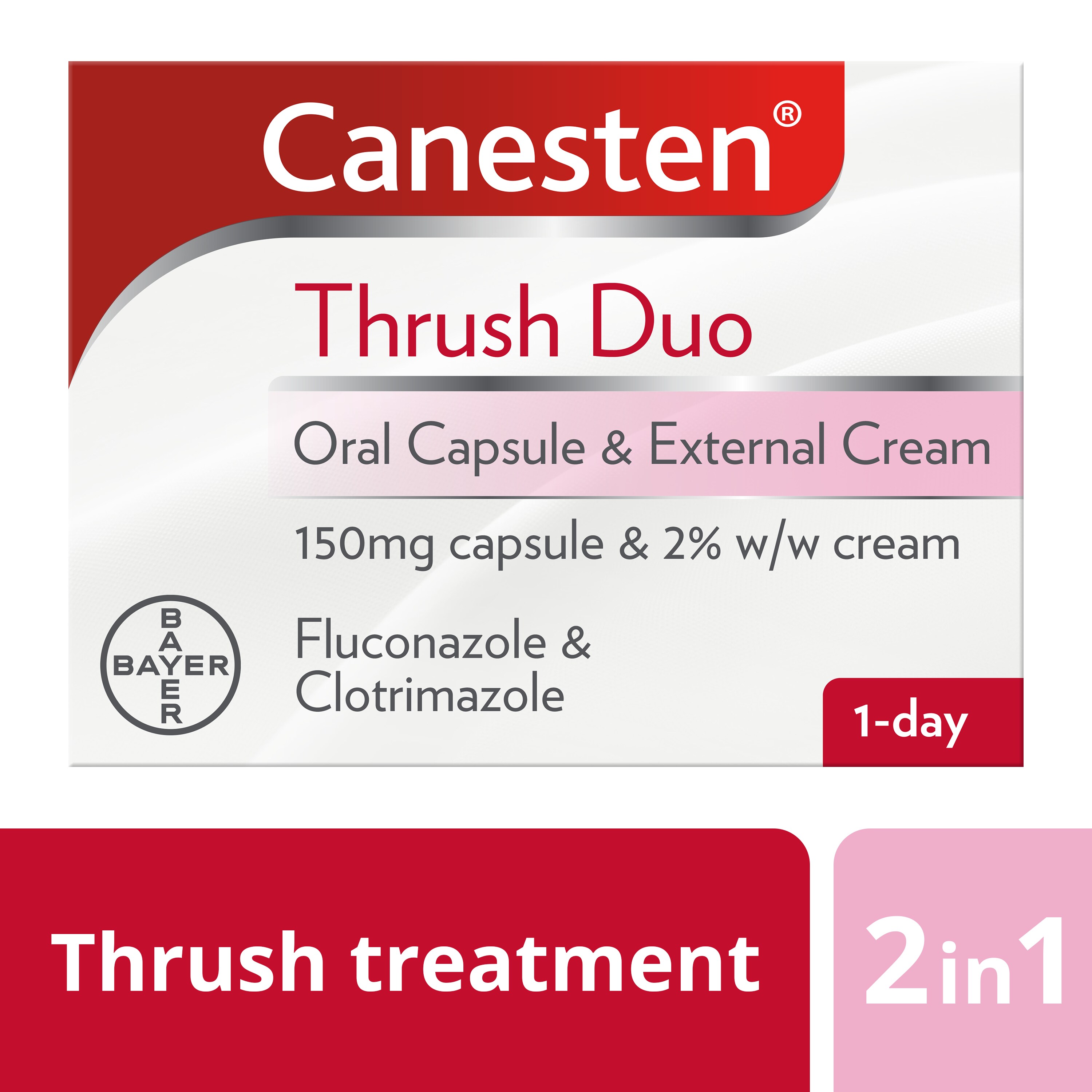 Thrush treatment 2 in 1: Canesten Thrush Duo Oral Capsule and External Cream